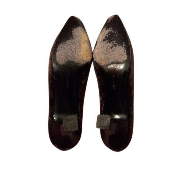 Salvatore Ferragamo 6.5 B Brown Velvet Heels Made Italy Elegant Classic Vintage - Picture 6 of 12